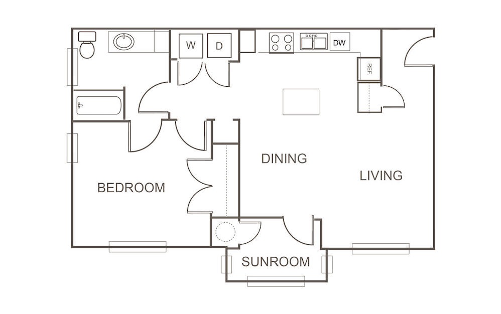 A4 - 1 bedroom floorplan layout with 1 bath and 781 square feet (1st floor 2D)